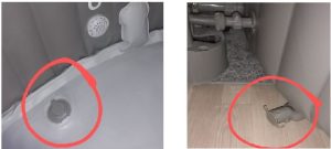 Waterafvoerpunten binnen en buitenkant.