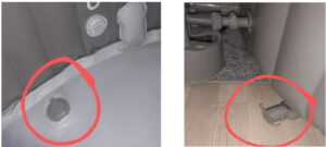 Waterafvoerpunten binnen en buitenkant.